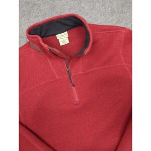 L.L.Bean Mens‎ Pullover Fleece Quarter Zip Sweater Red Medium M/Reg OHMJ9